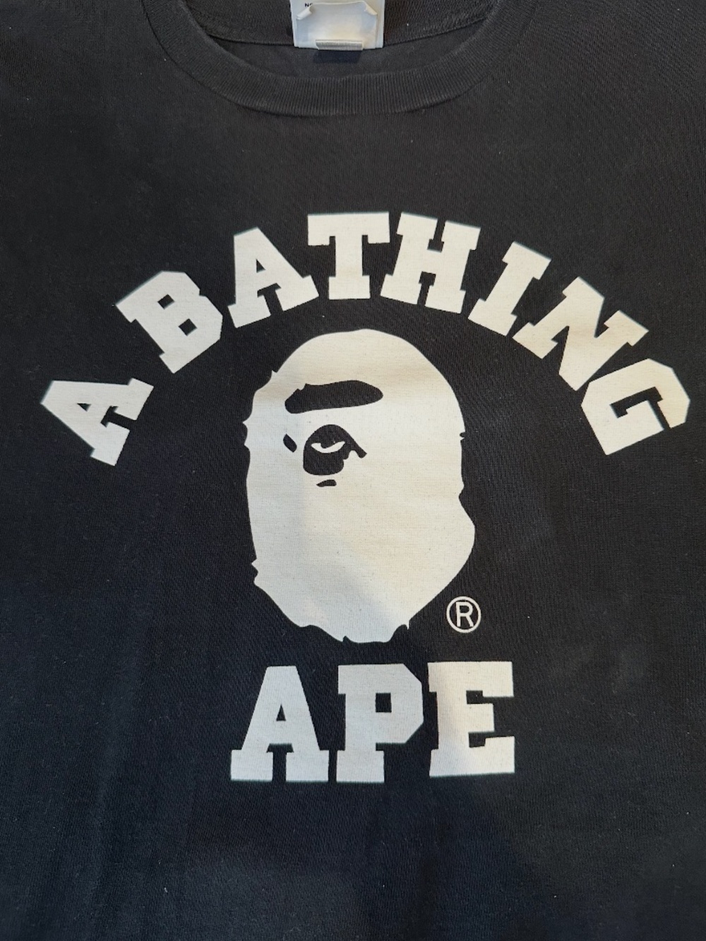 BAPE A Bathing Ape College Logo T-Shirt Black White Size M